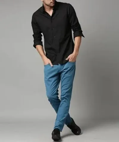 Trendy Solid Lonf Sleeves Shirts for Men