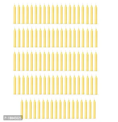 AuraDecor Pack of 98 Stick Candles || Especially Meant for Healing , Chakras, Ritual Candles ,Chime Candles, Decoration, Lighting , Home Decor || Burning Time 3 to 4 Hours Each (Yellow)-thumb0
