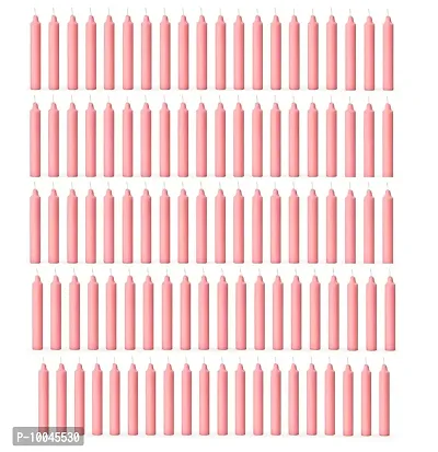 AuraDecor Pack of 98 Stick Candles || Especially Meant for Healing , Chakras, Ritual Candles ,Chime Candles, Decoration, Lighting , Home Decor || Burning Time 3 to 4 Hours Each (Pink)-thumb0