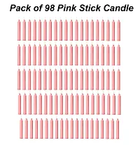 AuraDecor Pack of 98 Stick Candles || Especially Meant for Healing , Chakras, Ritual Candles ,Chime Candles, Decoration, Lighting , Home Decor || Burning Time 3 to 4 Hours Each (Pink)-thumb1