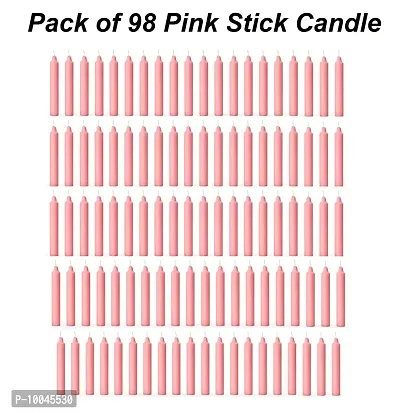 AuraDecor Pack of 98 Stick Candles || Especially Meant for Healing , Chakras, Ritual Candles ,Chime Candles, Decoration, Lighting , Home Decor || Burning Time 3 to 4 Hours Each (Pink)-thumb2
