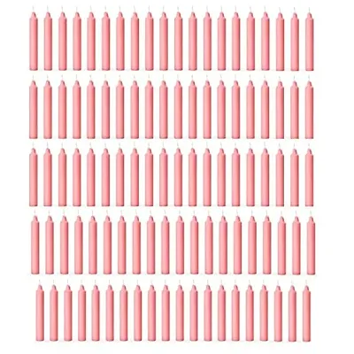 AuraDecor Pack of 98 Stick Candles || Especially Meant for Healing , Chakras, Ritual Candles ,Chime Candles, Decoration, Lighting , Home Decor || Burning Time 3 to 4 Hours Each (Pink)