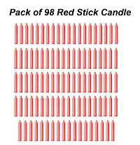 AuraDecor Pack of 98 Stick Candles || Especially Meant for Healing , Chakras, Ritual Candles ,Chime Candles, Decoration, Lighting , Home Decor || Burning Time 3 to 4 Hours Each (Red)-thumb1
