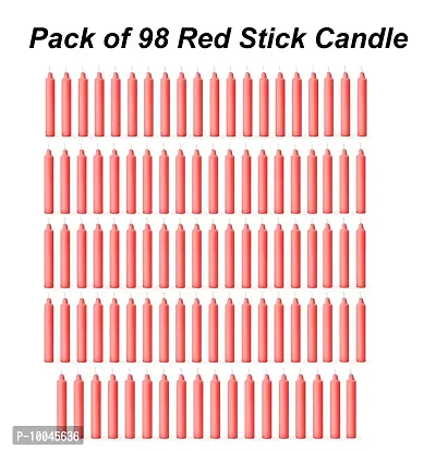 AuraDecor Pack of 98 Stick Candles || Especially Meant for Healing , Chakras, Ritual Candles ,Chime Candles, Decoration, Lighting , Home Decor || Burning Time 3 to 4 Hours Each (Red)-thumb2