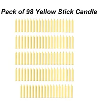 AuraDecor Pack of 98 Stick Candles || Especially Meant for Healing , Chakras, Ritual Candles ,Chime Candles, Decoration, Lighting , Home Decor || Burning Time 3 to 4 Hours Each (Yellow)-thumb1