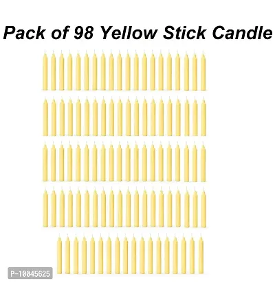 AuraDecor Pack of 98 Stick Candles || Especially Meant for Healing , Chakras, Ritual Candles ,Chime Candles, Decoration, Lighting , Home Decor || Burning Time 3 to 4 Hours Each (Yellow)-thumb2