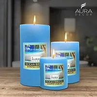 AuraDecor Gift Set of 3 Fragrance Pillar Candle || 3*3, 3*4, 3*6 inch || Spa Candle || Aromatherapy Candle || Smokeless Candle || Valentine Candles (Ocean Breeze)-thumb3