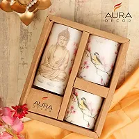 AuraDecor Unscented Pillar Candle Set of 3 (3inch*3inch, 3inch*4inch, 3inch*6inch) || Unscented || Long Burning || Gift Set || Set of 3 || Pillar Candle. (Buddha)-thumb1