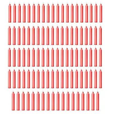 AuraDecor Pack of 98 Stick Candles || Especially Meant for Healing , Chakras, Ritual Candles ,Chime Candles, Decoration, Lighting , Home Decor || Burning Time 3 to 4 Hours Each (Red)