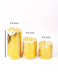 AuraDecor Unscented Pillar Candle Set of 3 (3inch*3inch, 3inch*4inch, 3inch*6inch) || Unscented Candle || Long Burning || Gift Set || Set of 3 Candle || Pillar Candle. (Gold Dust)-thumb3