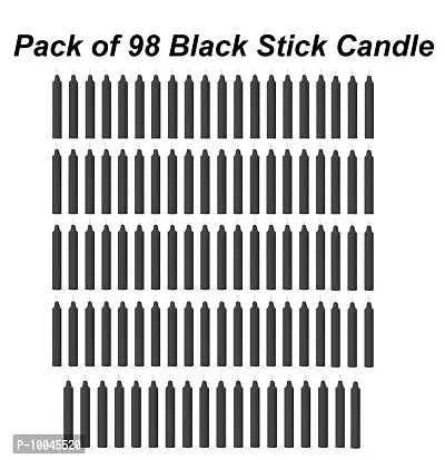 AuraDecor Pack of 98 Stick Candles || Especially Meant for Healing , Chakras, Ritual Candles ,Chime Candles, Decoration, Lighting , Home Decor || Burning Time 3 to 4 Hours Each (Black)-thumb2