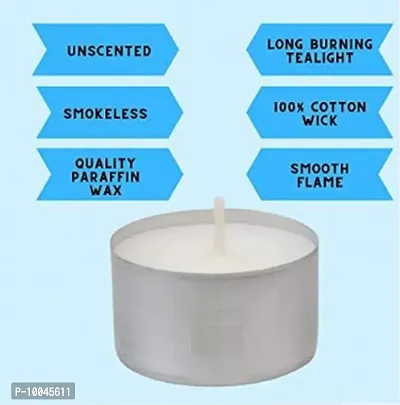 Long Time Burning Unscented Tealight Candle Burn Time 6-7 Hours with Free Car Freshener|| Candle || Tealight || Unscented || Festival Candle. (Pack of 100)-thumb3