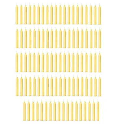 AuraDecor Pack of 98 Stick Candles || Especially Meant for Healing , Chakras, Ritual Candles ,Chime Candles, Decoration, Lighting , Home Decor || Burning Time 3 to 4 Hours Each (Yellow)