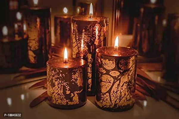 AuraDecor Unscented Pillar Candle Set of 3 (3inch*3inch, 3inch*4inch, 3inch*6inch) || Unscented || Long Burning || Gift Set || Set of 3 || Pillar Candle. (Black Goldust)-thumb3