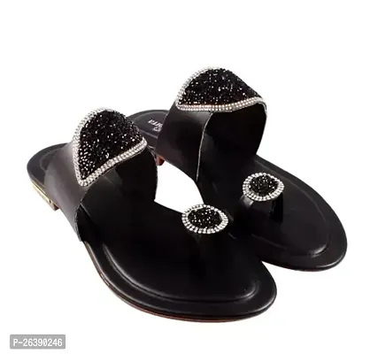 Elegant Black PVC Fashion Flats For Women-thumb0