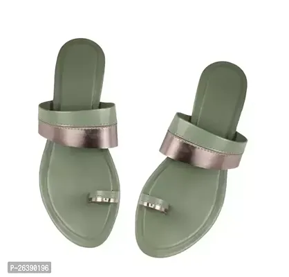 Elegant Green PVC Fashion Flats For Women-thumb0
