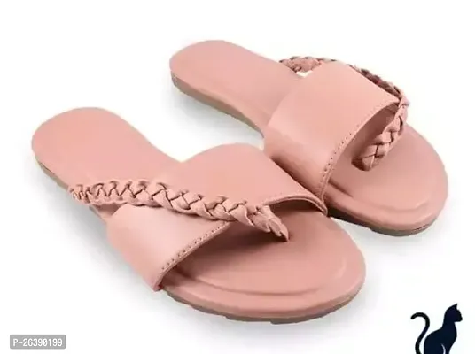 Elegant Peach PVC Fashion Flats For Women-thumb0