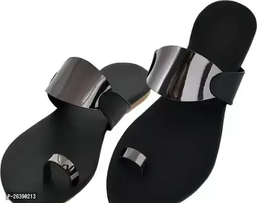 Elegant Black PVC Fashion Flats For Women-thumb0