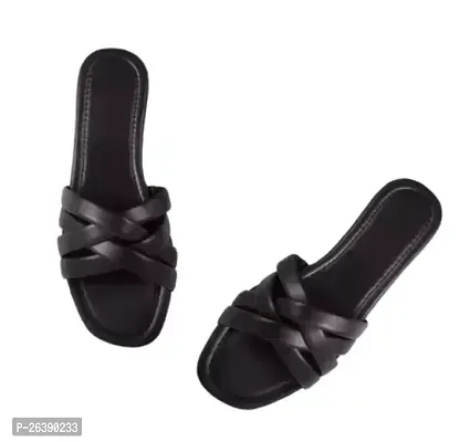 Elegant Black PVC Fashion Flats For Women