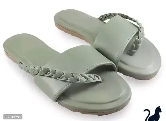 Elegant Green PVC Fashion Flats For Women