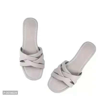 Elegant Grey PVC Fashion Flats For Women