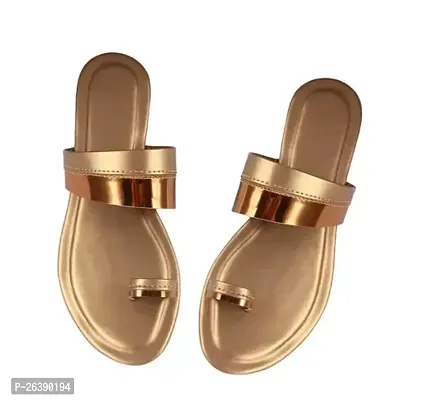 Elegant Golden PVC Fashion Flats For Women