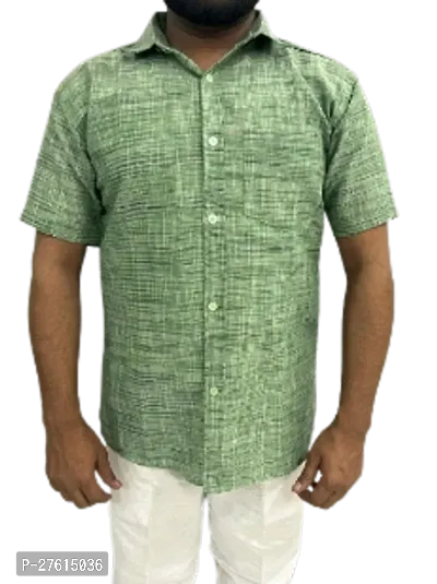 Stylish Green Cotton Short Sleeves Casual Shirts For Men