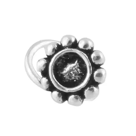 Gem O Sparkle 925 Sterling Silver Round Wire Nose Pin Gift For Women & Girls - Oxidized Silver Jewelry