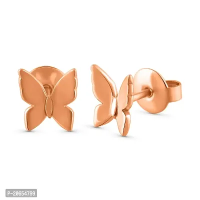 Gem O Sparkle 925 Gold Plated Sterling Silver Butterfly Design Silver Earrring For Girls  Women (Rose Gold)