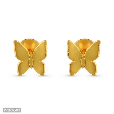 Gem O Sparkle 925 Gold Plated Sterling Silver Butterfly Design Silver Earrring For Girls  Women (Gold)