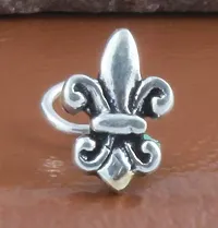 Gem O Sparkle 925 Sterling Silver Round Wire Nose Pin Gift For Women  Girls - Oxidized Silver Jewelry (Fleur De Lis)-thumb2