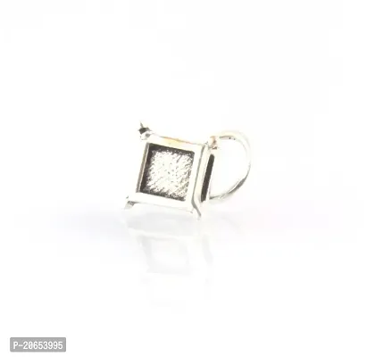Gem O Sparkle 925 Sterling Silver Round Wire Nose Pin Gift For Women  Girls - Oxidized Silver Jewelry (Square)