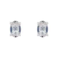 Gem O Sparkle 925 Sterling Silver Natural Gemstone Oval Shape Stud Earrings for Women  Girls Diwali Gifts (Semiprecious Birthstone Silver Jewelry) (Rose Quartz-Silver)-thumb1