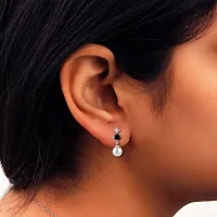 Gem O Sparkle 925 Sterling Silver Earrings With Round Studs And Pearl Drops For Women-thumb4