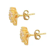 Gem O Sparkle 925 Sterling Silver Flash Gold Plated White CZ Stone Stud Earring Set - Best Gift For Women-thumb1