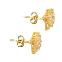 Gem O Sparkle 925 Sterling Silver Flash Gold Plated White CZ Stone Stud Earring Set - Best Gift For Women-thumb2