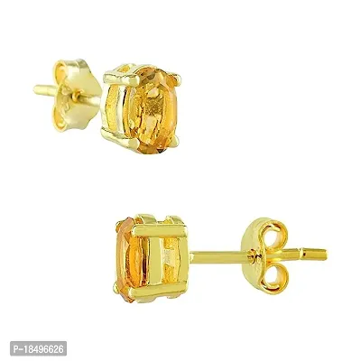 Gem O Sparkle 925 Sterling Silver Gold Plating Natural Gemstone Stud Earrings for Women  Girls-thumb0