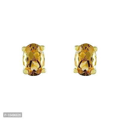 Gem O Sparkle 925 Sterling Silver Gold Plating Natural Gemstone Stud Earrings for Women  Girls-thumb3