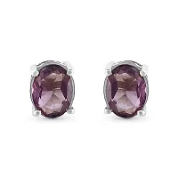Gem O Sparkle 925 Sterling Silver Stud Earring For Women  Girls With Amethyst Stone-thumb1