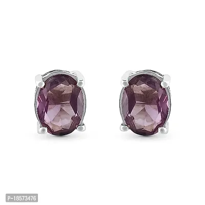 Gem O Sparkle 925 Sterling Silver Stud Earring For Women  Girls With Amethyst Stone-thumb2