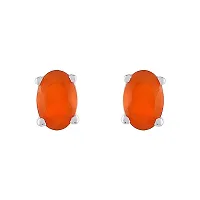 Gem O Sparkle 925 Sterling Silver Natural Gemstone Oval Shape Stud Earrings for Women  Girls-thumb2