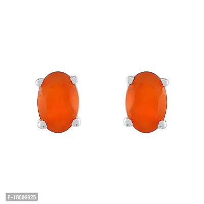 Gem O Sparkle 925 Sterling Silver Natural Gemstone Oval Shape Stud Earrings for Women  Girls-thumb3