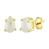 Gem O Sparkle 925 Sterling Silver Gold Plating Natural Gemstone Stud Earrings for Women  Girls-thumb2
