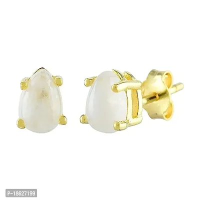 Gem O Sparkle 925 Sterling Silver Gold Plating Natural Gemstone Stud Earrings for Women  Girls-thumb3