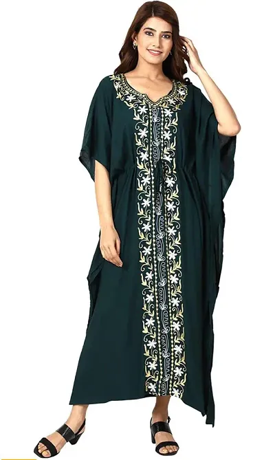 Women's Stylish Embroidered Maxi Length Kaftan Dress