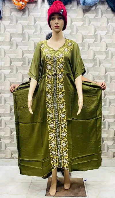 Women's Stylish Embroidered Maxi Length Kaftan Dress