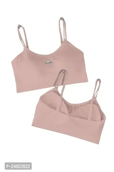 Women Cotton Everyday Lightly Padded Wire Free Bra (Pink)-thumb0