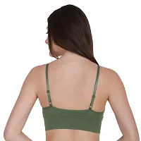 Women Cotton Everyday Lightly Padded Wire Free Bra Free Size (Black-White) (Green-Grey)-thumb1
