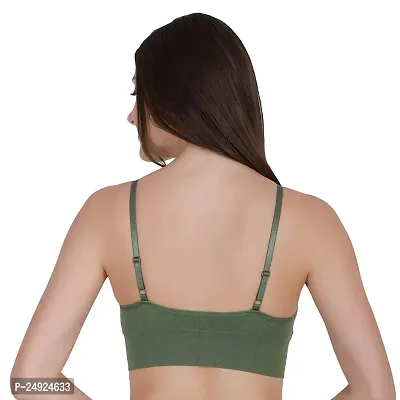 Women Cotton Everyday Lightly Padded Wire Free Bra Free Size (Black-White) (Green-Grey)-thumb2