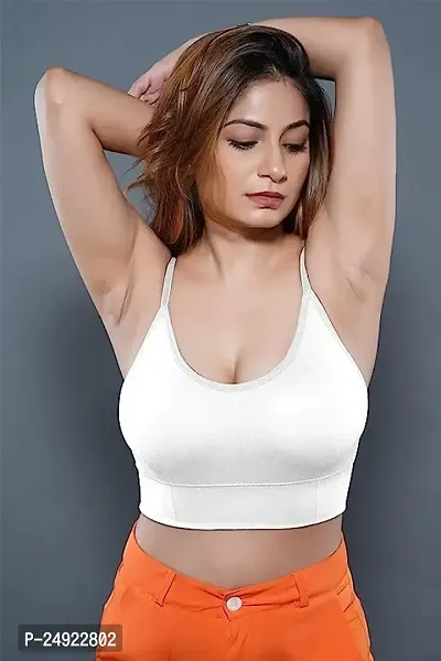 Buy Nylon Lightly Padded Non-Wired Bra (Sports,Gym Exercise,Fitness,Yoga ,Walking,Jogging,Running,Cycling,Boxing,Bowling,etc) Free Size 28-34  (Skin-White) Online In India At Discounted Prices